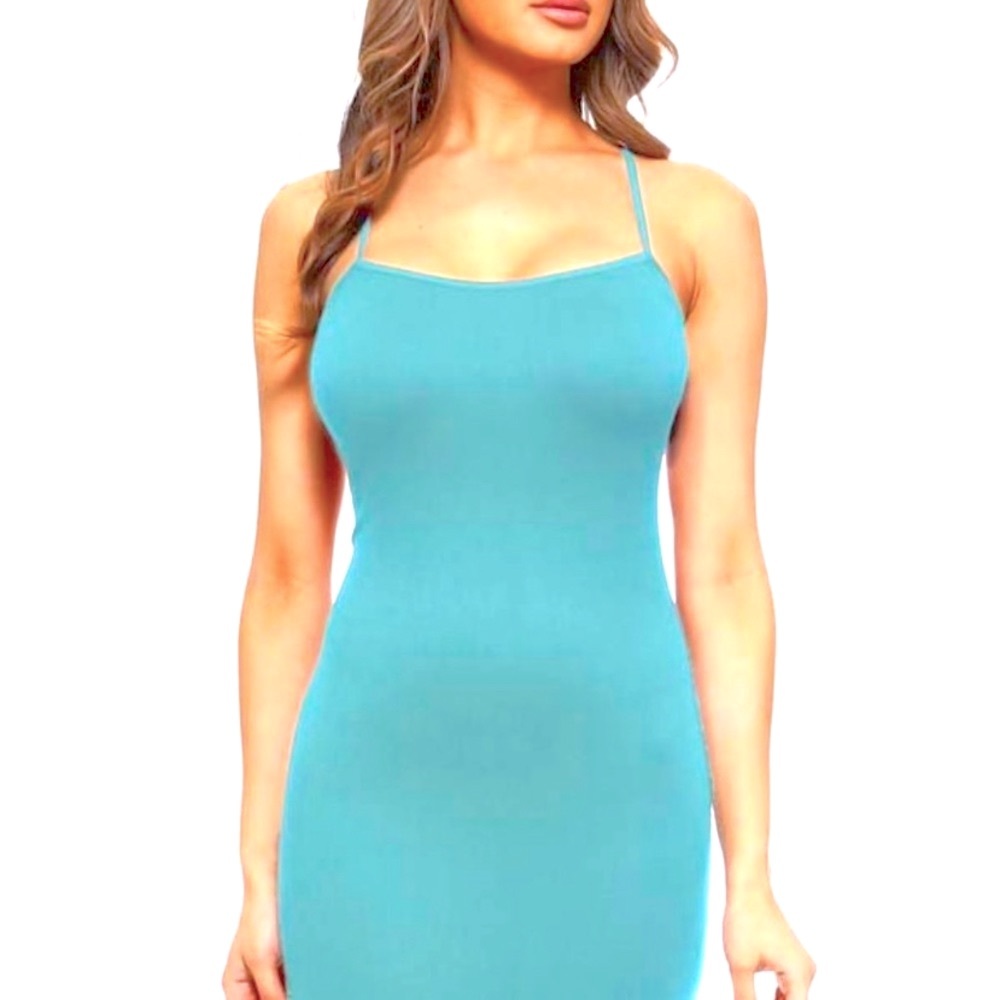 🌟 YELETE: Women's Lightweight Seamless Slip Dress 👗 Aqua Teal: OS/Size 0 to 8